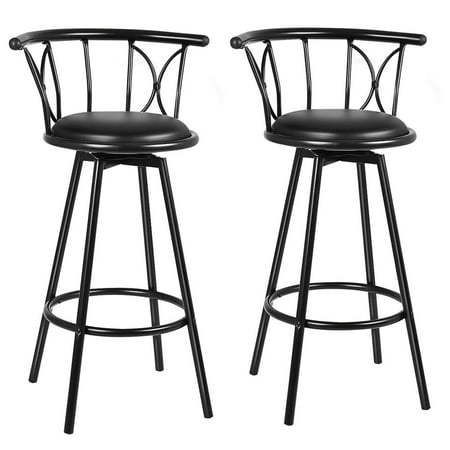 - Costway Set of 2 Black Barstools Modern Swivel Rotatable Chairs Steel Counter Height