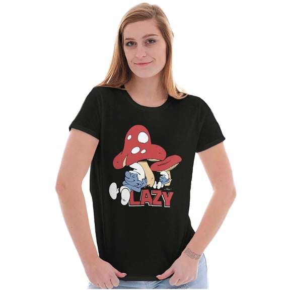 The Smurfs Cartoon Lazy Mushroom Nap Women's T Shirt Ladies Tee Brisco Brands S