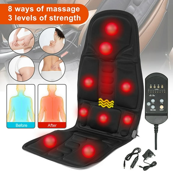 FUTATA 8 Mode 3 Intensity Full Body Back Massage Chair Pad, Kneading Neck Massager with heat, Massage Seat Cushion,Neck/ Back Massager with air Compression for Shoulder Muscle Soreness Relief