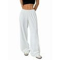 thumbnail image 2 of Women'S Wide Leg Sweatpants Drawstring Baggy Trousers High Waisted Loose Casual Jogger Pants White XS, 2 of 9