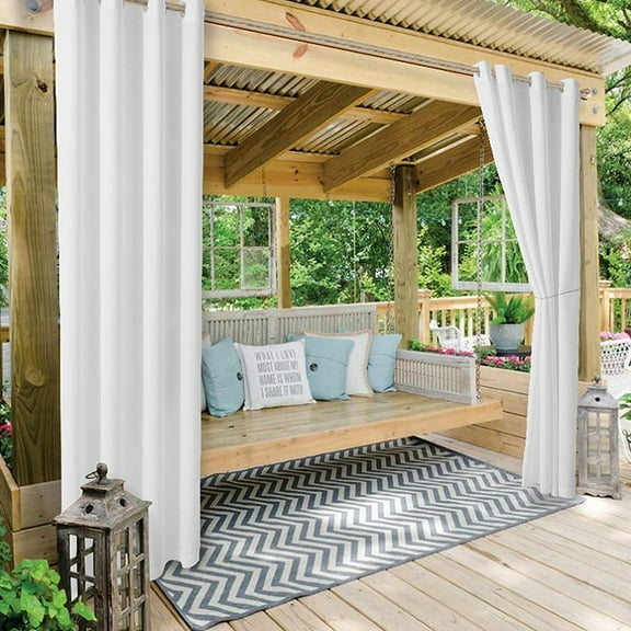 Hxoliqit,Window Valance For Bedroom,Waterproof Outdoor Pavilion Terrace Curtain Thermal Insulation Shading Curtain,White