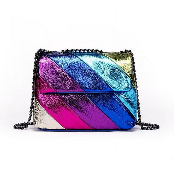 Kurt Geiger rainbow women's bag contrast color stitching chain shoulder crossbody bag eagle bird head