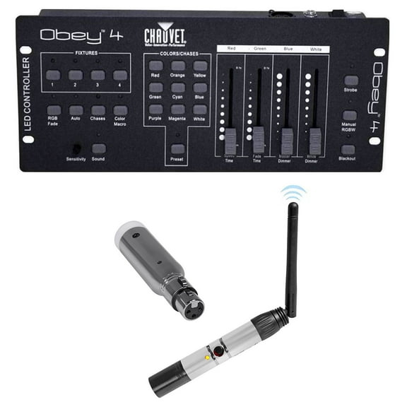 Chauvet Obey 4 Channel Wireless DMX-512 Light Controller Receiver Transmitter