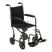 Drive Medical Transport Wheelchair Steel 17 inch Seat Width x 16"D 250 lbs. Weight Capacity TR37E-SV, 1 Ct