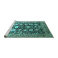 thumbnail image 2 of Ahgly Company Machine Washable Indoor Square Oriental Turquoise Blue Industrial Area Rugs, 3' Square, 2 of 4