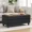 Black Faux Leather, variant on 45 Inch Large Storage Ottoman Bench with Wooden Tray Coffee Table, Green Chenille Upholstered Foot Rest, Multifunctional Foot Stool Ottoman for Living Room, Bedroom & Entryway, Solid Wood Legs