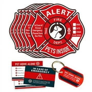Pet Alert Stickers Static .. Cling Window Decals Emergency .. Pets Rescue Sign (6 .. Pack) with Bonus: Pet .. Home Alone Wallet Card .. & Key Tag - .. NO Adhesive, Removable, UV .. Resistant