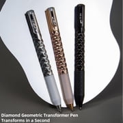 Crinkle Pen, Switch Pen, Crunchy Sensory Pen Geometric Crinkle Design Fidget Pen Metallic Geometric Morphing Ballpoint Pen Geometric Metal Shape Shifting Switch Pens