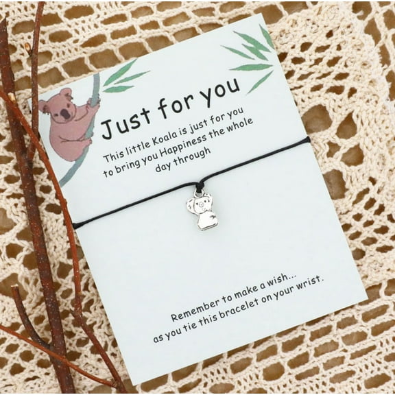 Black Adjustable & Silvertone Koala Bracelet