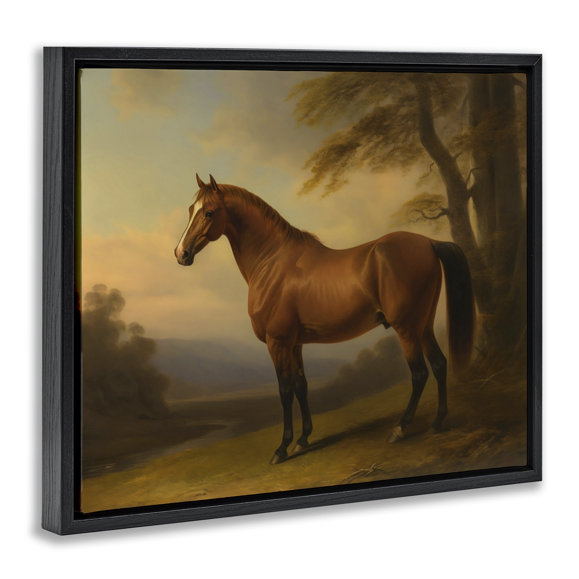 Stupell Industries Vintage Chestnut Horse Black Framed Floater Canvas Wall Art, design by Creative Studio