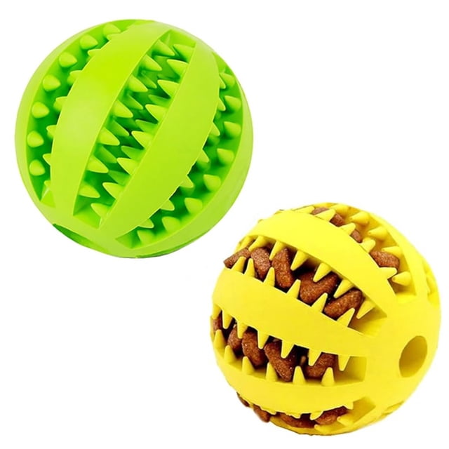 Pelota Para Perros De Caucho Element Resources Juguete Para Mascotas Pack 2 Pz Verde y Amarillo