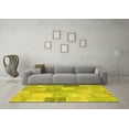 thumbnail image 3 of Ahgly Company Machine Washable Indoor Rectangle Patchwork Yellow Transitional Area Rugs, 8' x 10', 3 of 4