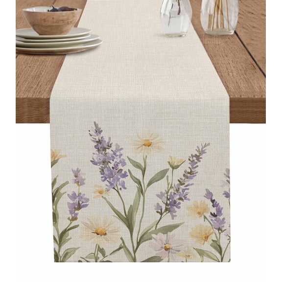 Hokiten Table Runners 48 Inches Long Dress Scarves, Spring Lavender Farmhouse Kitchen/Dining Table Runner, Short Coffee Tablerunners, Farmhouse Floral Vintage 13x48 Inch
