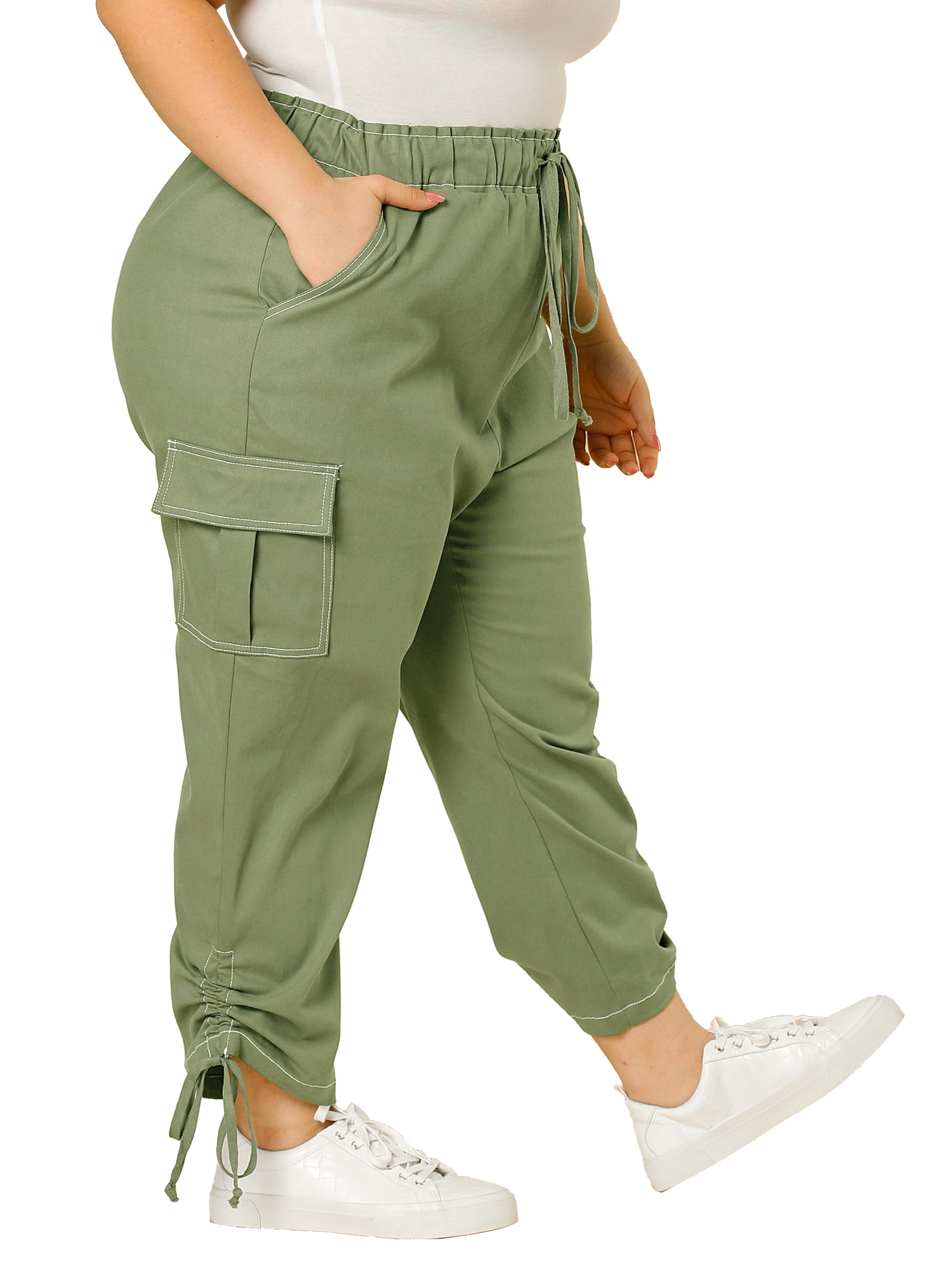 Ellos Women's Plus Size Stretch Cargo Capris, Front and Side Pockets