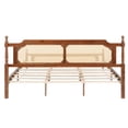 thumbnail image 2 of King Size Pine Wood Bed with Rattan Headboard & Footboard – Solid Wood Platform Bed with Central Support & Underbed Storage (Walnut Finish), 2 of 12