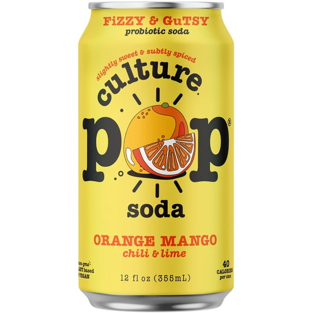 Culture Pop Sparkling Prebiotic Soda Orange Mango 12 Fl Oz Cans Pack Of 6 Walmart Com