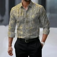 thumbnail image 2 of GuangCheng Men's Long Sleeve Button Down Shirts,Abstract Print,Vertical,Pattern Design Casual Dress Tops Fashion Piece,Gray,Size M, 2 of 3