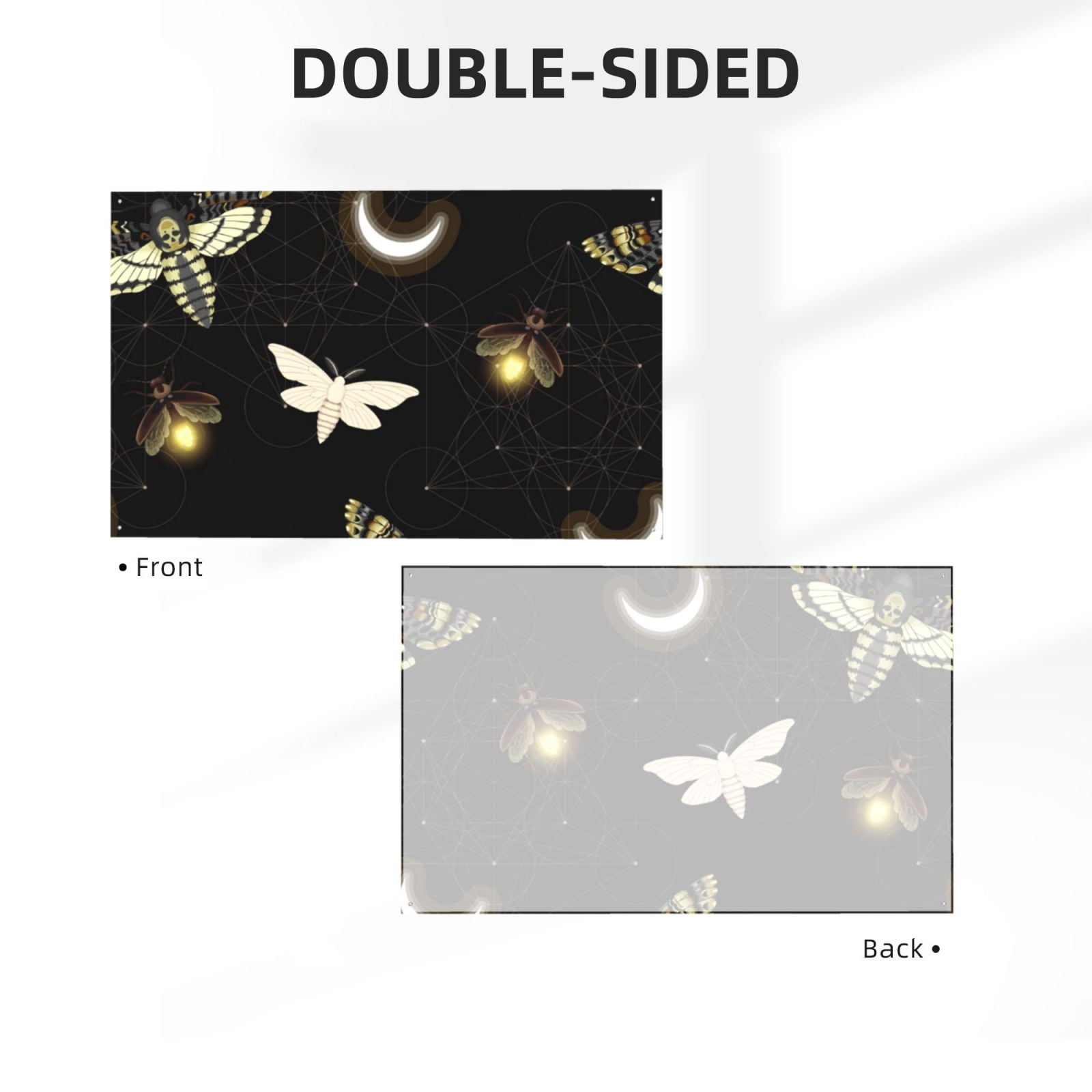 Death Head Hawk Moth Fireflies Four Hole Decorated Banner Flag for Garden Yard Home Decoration Indoor Outdoor 4x6 Ft