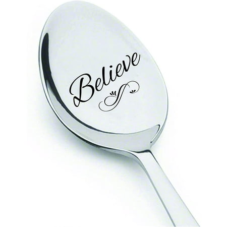 

Engraved Spoon - Motivational Sayings - Believe | Encouraging / Inspiring Gift Spoon for Him/Her| Graduation Gift from Father to Daughter | Christmas/Birthday Gift for Son -7 inch Stainless Steel