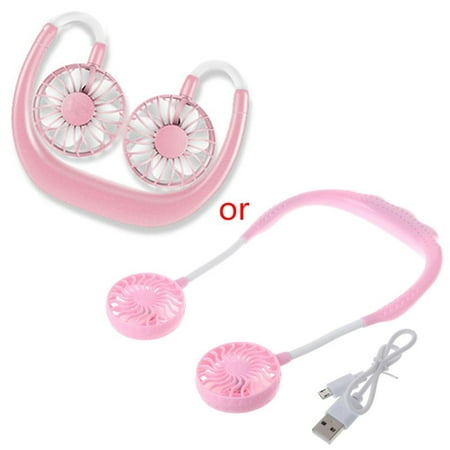 

BINYOU 2019 Summer Hands-free Lazy Neck Band Hanging USB Rechargeable Sports Dual Fan Mini Air Cooler Portable 3 Speeds Large battery