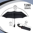 thumbnail image 3 of Knirps T.260 Duomatic Medium Pocket Rain Umbrella in Men's Check – Automatic Open Close, Wind-Tunnel Tested to 93mph, Hook Handle Design, 38in Canopy, OEKO-TEX, Fits in Backpacks & Purses, 3 of 7