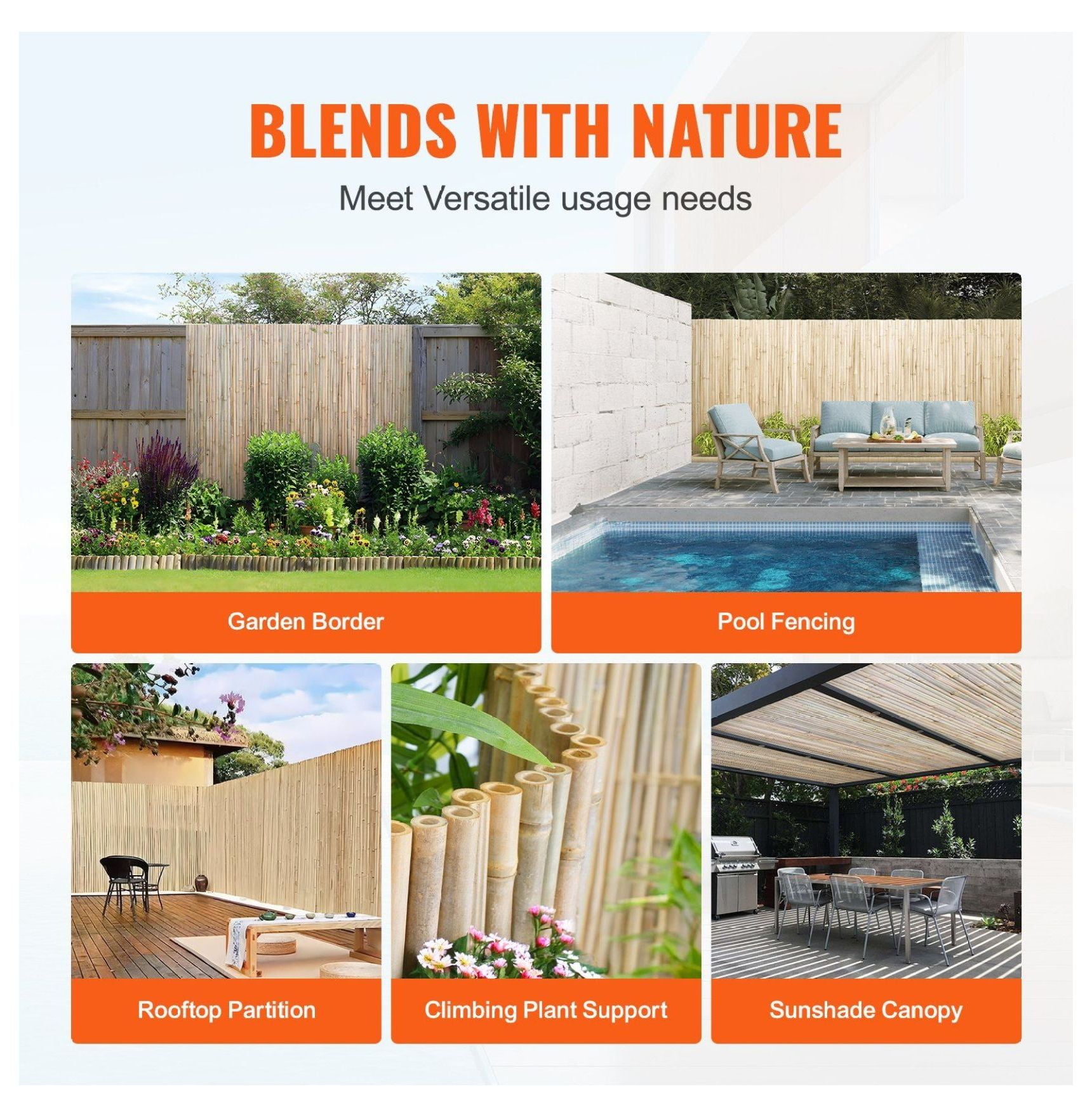 Bamboo Fence 4ft x 6ft Rolled Natural Bamboo Screening for Privacy - Outdoor Garden Fence Roll - Patio Deck Decorative Bamboo Wall Panel