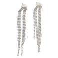 thumbnail image 2 of 2pcs Arc Linear Rhinestones Dangle Earrings Women Alloy Exquisite Fashionable Long Tassel Earrings Jewelry Silver------Product code 64209, 2 of 4