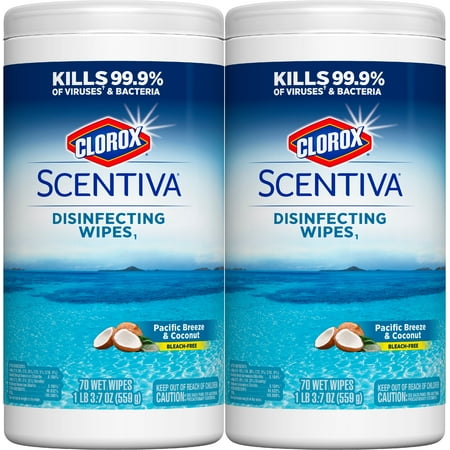 Clorox Scentiva Disinfecting Wipes, Pacific Breeze & Coconut - 70 Count Each (2