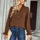 thumbnail image 3 of Blusa de manga larga con cuello en V, blusa con orillo fibroso, blusa de manga larga con botones en V, blusa de manga larga a la moda para mujer, rendimiento inigualable, 3 of 6