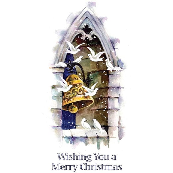 Christmas Card Money Holder (3.5x6.5) by Fravessi |Envelope For Money, Cash, Checks, Gifts | 10 Pack (Church Bell)