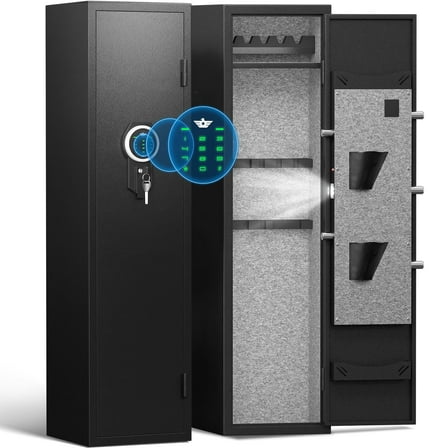 5-6 Gun Safe, Large Gun Safe for Pistols, Quick Access Gun Cabinets with Dual Alarm & Mute Function for Home Office