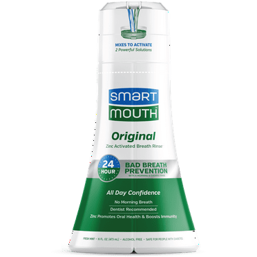 SmartMouth The Original Activated Dual-Solution Breath Rinse Mouthwash, Fresh Mint, 16 fl oz, Adult