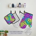thumbnail image 5 of Rainbow Color Leopard 5 Pcs Kitchen Set Heat Resistant Oven Mitts and Non-Slip Pot Holders with Adjustable Cooking Apron, 5 of 6