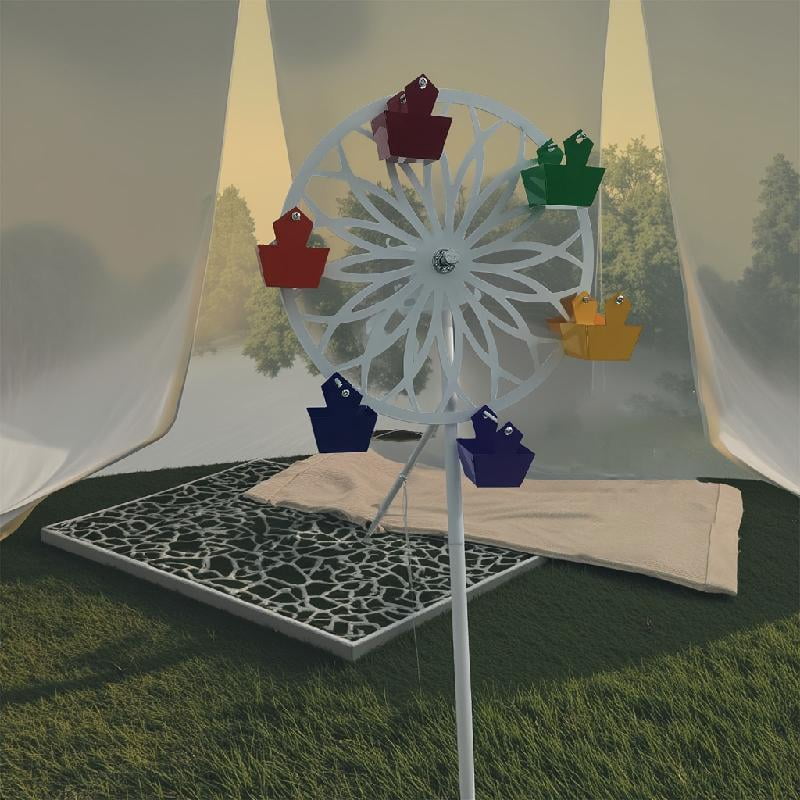 Stainless Steel Rotating Ferris Wheel Bird Feeder Windmill Garden Decoration