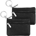 thumbnail image 1 of 2pcs Mini Coin Purses Ladies Leather Coin Purse Clip Pouch With Key Ring (black), 1 of 4
