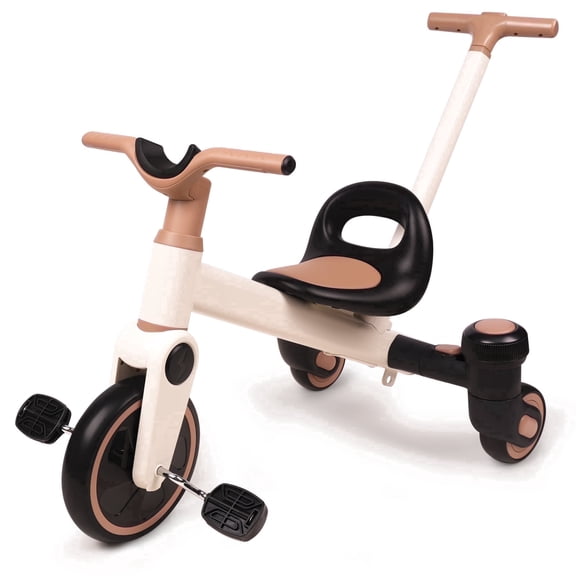 Sumsoltic 4-in-1 Toddler Drifting Tricycle with Push Handle, Toddler Balance Bike, Convertible Pedal Tricycle and Stroller for 3-5 Years Old