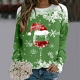 thumbnail image 2 of HNMKIU Hauts à Manches Longues pour Femmes Mode Automne et Hiver Loisirs Vacances Rouge Flocon de Neige Imprimé de Noël Col Rond Sweat à Capuche Manches Longues, 2 of 4