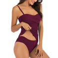 thumbnail image 4 of Ayolanni Twist Front Tankini Swimsuits for Women High Cut Two Piece Solid Swimwear Summer Push-Up Beach Bathing Suit Tank Tops with Board Shorts Red XL, 4 of 5