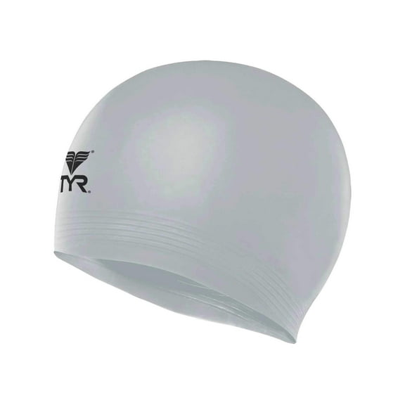 TYR Adult Fit Latex Swim Cap - Silver