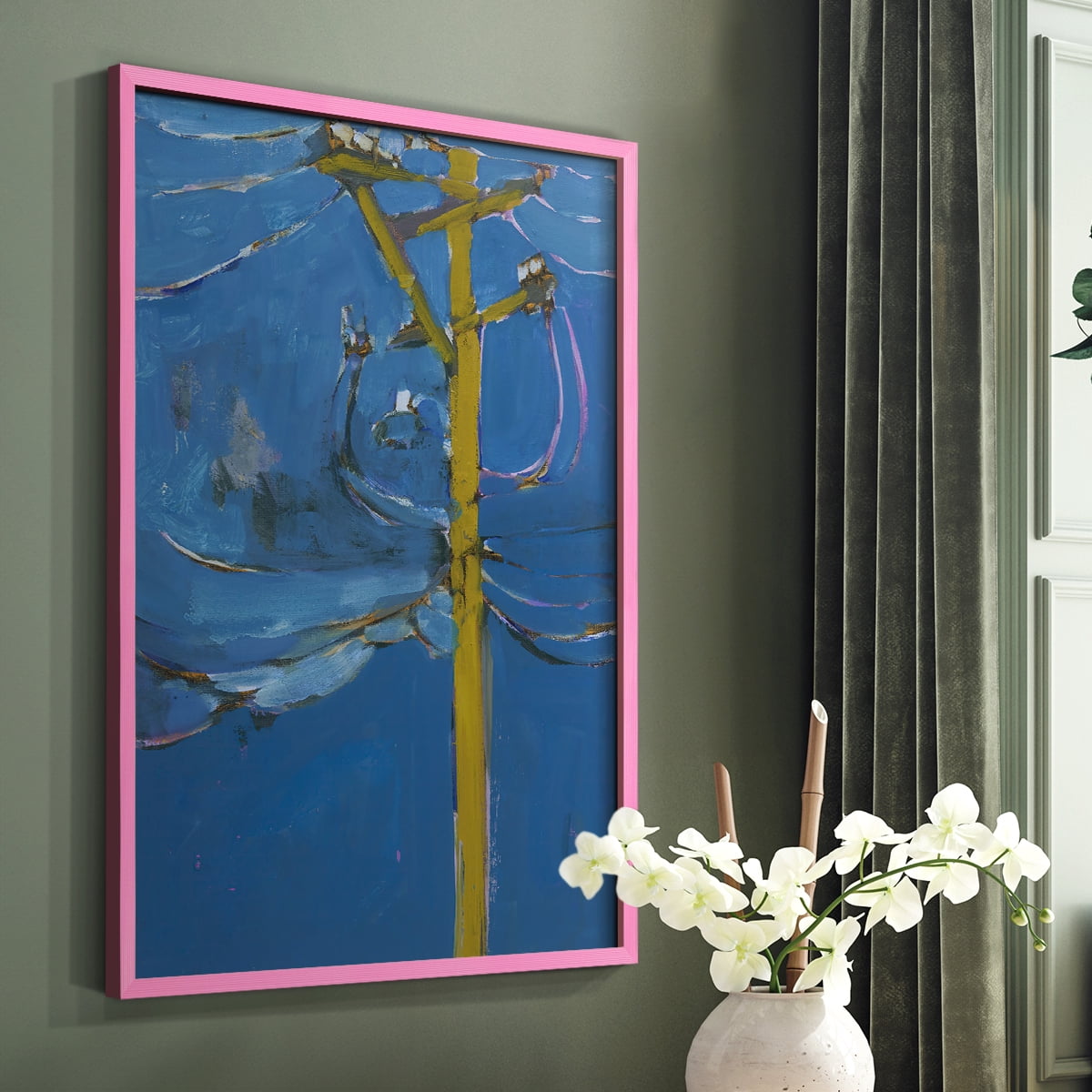 Wires IV Framed Print - Solid Wood in Single Picture Frame Solid Wood 2 Framed Print