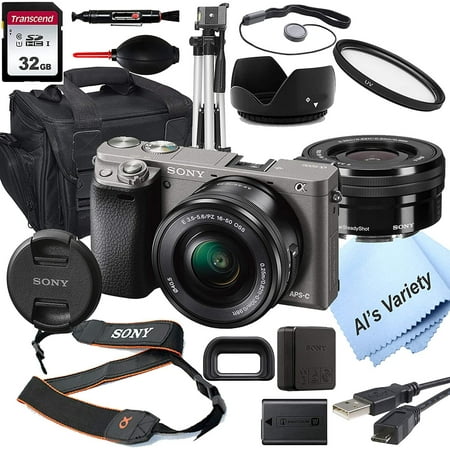 Sony Alpha a6000 Graphite Mirrorless Digital Camera with 16-50mm Lens+ 32GB Card, Tripod, Case, and More 18pc Bundle