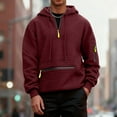 thumbnail image 5 of Thermal Hoodie for Men Drawstring Cuffed Long Sleeve Outdoor Pullover Top with Pockets for Hiking Wine 3XL, 5 of 8
