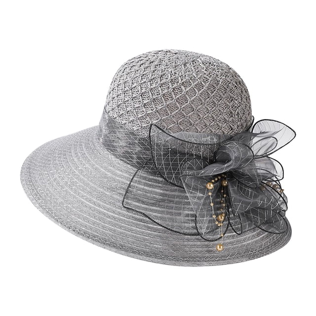Sun Hat for Beach and Outdoor Activities Floral Mesh Wide Brim Chiffon Sun Protective Headwear Summer Accessory