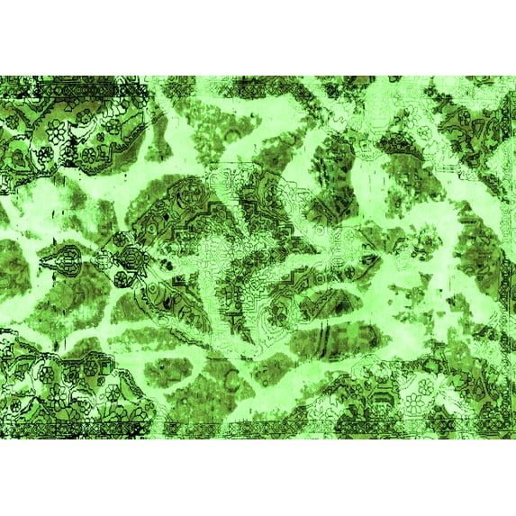 Ahgly Company Indoor Rectangle Abstract Green Modern Area Rugs, 6' x 9'