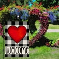 thumbnail image 3 of JOOCAR Valentine's Day Garden Flags, Black and White Buffalo Plaid Hearts Welcome 12x18 Inch Reversible Garden Flags for Outdoor Garden Holiday Yard Decoration, 3 of 5