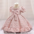 thumbnail image 2 of CAIVO Girls Style Girls Dress Baby Bow Puff Sleeve Princess Dress Short Sleeve Princess Dress Birthday Toddler Child Daily Wear, 2 of 5