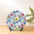 thumbnail image 6 of Bingfone Cactus1 Print Bone China Dinner Decorative Plates,Handmade Ceramic Dinner Plate with Stand for Home Club-6in, 6 of 6