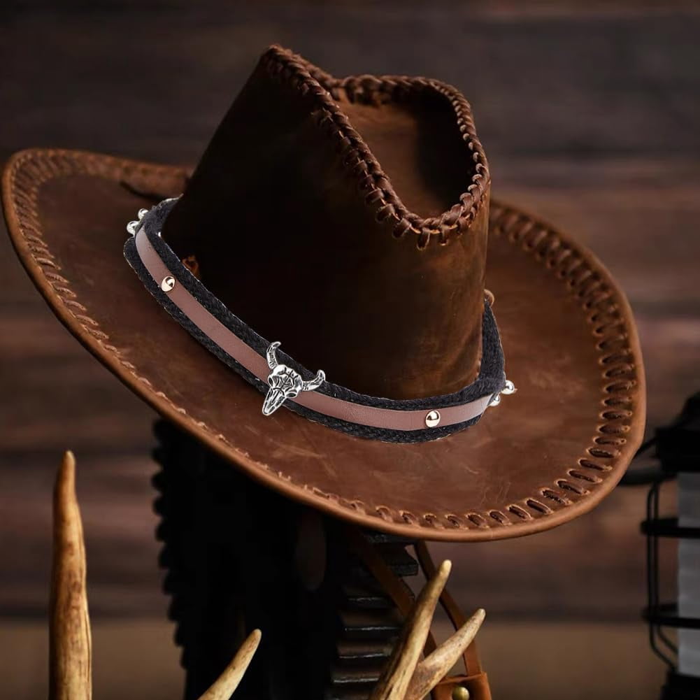 2817 Handmade Ethnic Style Hat Band With Rhinestones For Cowboy, Fedora Amazon.com: Turquoise, Brown and Black Western Style Hat  main image 3