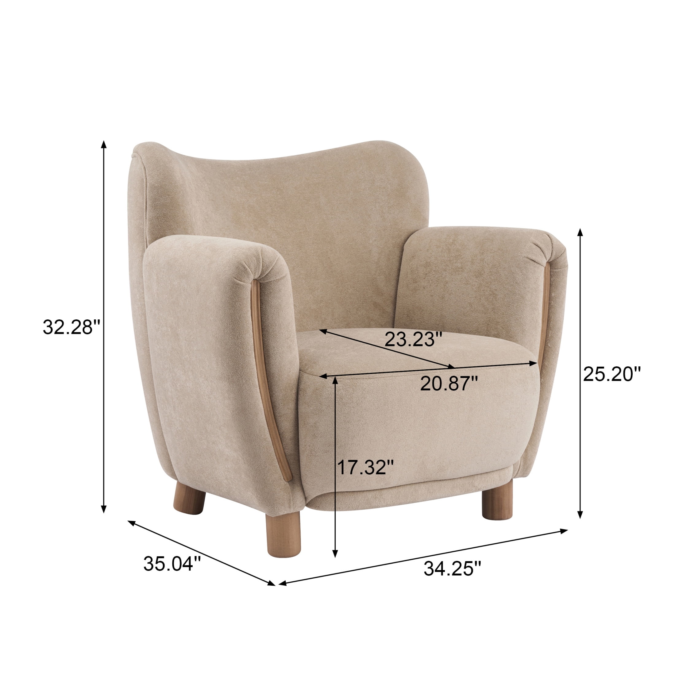 Christopher Knight Home Modern Accent Armchair with Velvet Upholstered, Solid Wood Legs, Light Brown, Set of 2