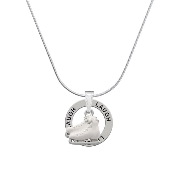 Delight Jewelry Silvertone White Ice Skates Laugh Ring Charm Necklace, 18"